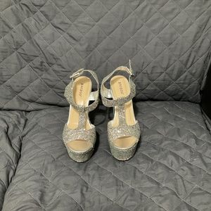 Glitter Bamboo Platform Heels size 8 womens